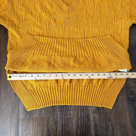 Lucky Brand Tunic Sweater Braid Stitch Drop Shoulder Oversize Size Small Mustard - Picture 12 of 16